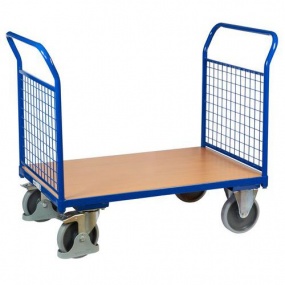 Plošinový vozík se dvěma madly s mřížovou výplní, do 500 kg, 100,6 x 119 x 70 cm