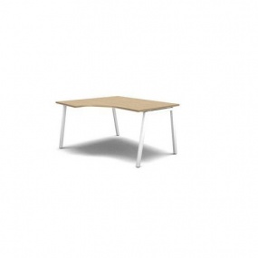 Ergo kancelářský stůl MOON A, 140 x 120 x 74 cm, levé provedení, bělený dub/bílá