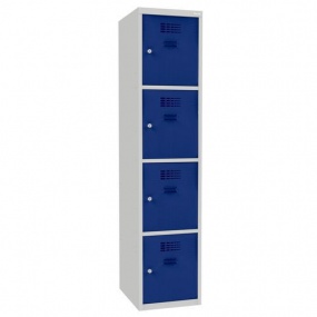 Svařovaná šatní skříň Oskar, 4 boxy, cylindrický zámek, tmavě modrá