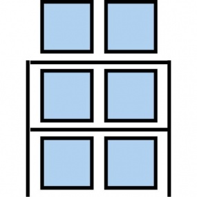 Paletový regál Cell, přístavbový, 273,6 x 180 x 75 cm, 6 000 kg, 2 patra, modrý