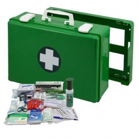 Plastový kufr první pomoci se stěnovým držákem, 27 x 40 x 14 cm, s náplní SKLAD