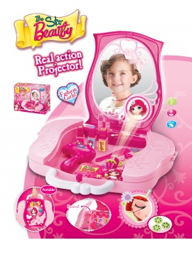 Hračka G21 Dětský kosmetický kufřík s příslušenstvím s projekcí