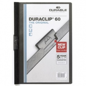 Rychlovázací desky DuraClip, 20 ks, kapacita 60 listů, černé