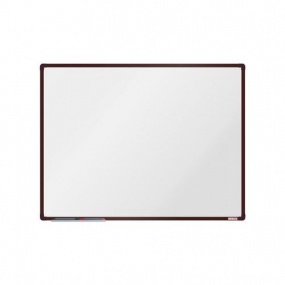 Bílá magnetická tabule boardOK, 120 x 90 cm, hnědá