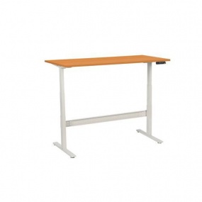 Výškově nastavitelný kancelářský stůl Manutan, 160 x 80 x 62,5 - 127,5 cm, rovné provedení, ABS 2 mm, buk