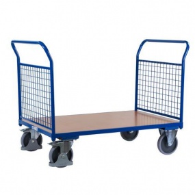 Plošinový vozík se dvěma madly s mřížovou výplní, do 500 kg, 100,6 x 139 x 80 cm