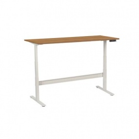 Výškově nastavitelný kancelářský stůl Manutan, 180 x 80 x 62,5 - 127,5 cm, rovné provedení, ABS 2 mm, ořech
