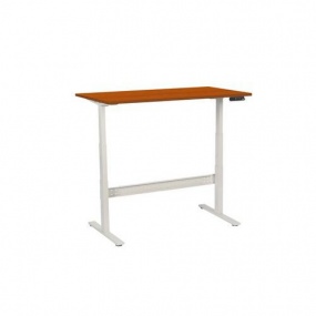 Výškově nastavitelný kancelářský stůl Manutan, 140 x 80 x 62,5 - 127,5 cm, rovné provedení, ABS 2 mm, třešeň