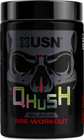 USN Qhush Black Pre - Workout 220 g Příchuť: modrá malina