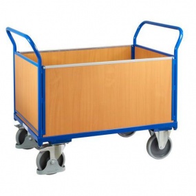 Plošinový vozík se dvěma madly s plnou výplní a bočními stěnami, do 500 kg, 100,6 x 119 x 70 cm