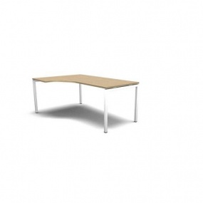 Ergo kancelářský stůl MOON U, 180 x 120 x 74 cm, bělený dub/bílá