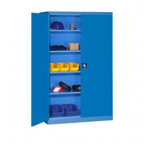Kovová dílenská skříň, 199 x 100 x 43,5 cm, modrá/modrá
