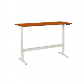 Výškově nastavitelný kancelářský stůl Manutan, 180 x 80 x 62,5 - 127,5 cm, rovné provedení, ABS 2 mm, třešeň