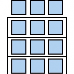 Paletový regál Cell, základní, 399,6 x 270 x 90 cm, 9 000 kg, 3 patra, modrý