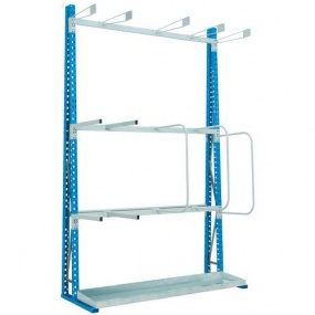 Jednostranný vertikální kovový regál Epsivol, základní, 250 x 150 x 50 cm, modrý