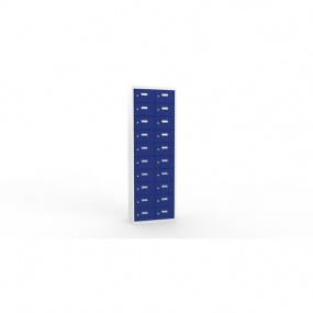 Svařovaná skříň na osobní věci Ron I, 20 boxů, cylindrický zámek, šedá/tmavě modrá
