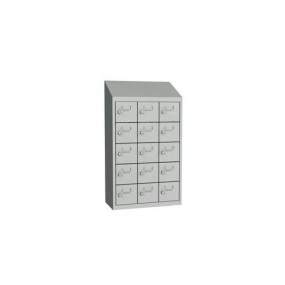 Svařovaná skříň na osobní věci Olaf, 15 boxů, otočný uzávěr, šedá/šedá