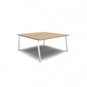 Sdružený kancelářský stůl MOON A, 160 x 164 x 74 cm, rovné provedení, bělený dub/bílá