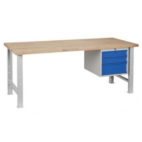 Dílenský stůl Weld se 3 zásuvkami, 84 x 200 x 80 cm, šedý