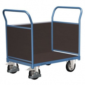 Plošinový vozík se dvěma madly s plnou výplní a boční stěnou, do 1 000 kg, 100,6 x 179,7 x 80 cm