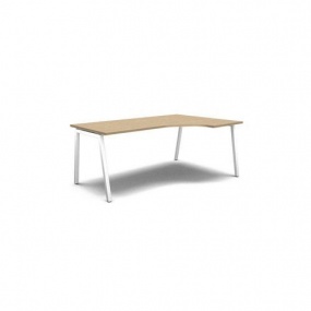 Ergo kancelářský stůl MOON A, 180 x 120 x 74 cm, pravé provedení, bělený dub/bílá