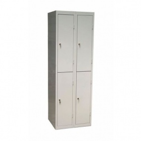 Montovaná šatní skříň DURO MONT, 4 boxy, cylindrický zámek, šedá/šedá