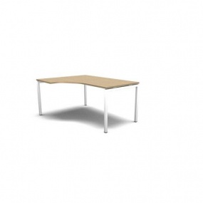 Ergo kancelářský stůl MOON U, 160 x 120 x 74 cm, bělený dub/bílá