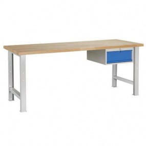 Dílenský stůl Weld se zásuvkou, 84 x 200 x 80 cm, šedý