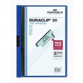 Rychlovázací desky DuraClip, 20 ks, kapacita 30 listů, modré
