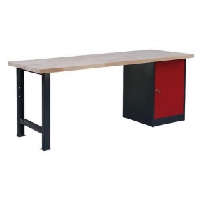 Dílenský stůl Weld se skříňkou 80 cm, 84 x 200 x 80 cm, šedá