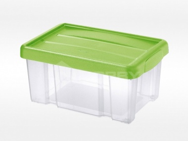 Box PUZZLE 14L s víkem transparent/zelená;40.3X28.6XH19CM