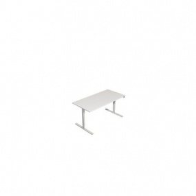 Výškově nastavitelný kancelářský stůl TOP O s bílým podnožím, 160 x 80 x 70,5 - 119,5 cm, dezén bílá