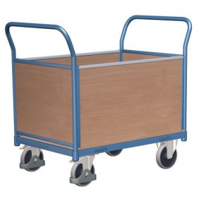 Plošinový vozík se dvěma madly s plnou výplní a bočními stěnami, do 400 kg