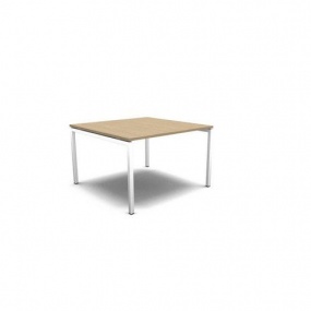 Jednací stůl MOON, 120 x 120 x 74 cm, bělený dub/bílá