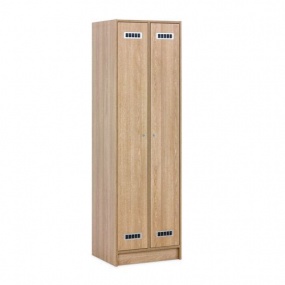Dřevěná šatní skříň Tony, 2 oddíly, cylindrický zámek, dub přírodně světlý