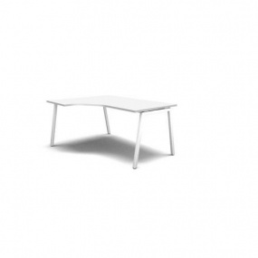 Ergo kancelářský stůl MOON A, 160 x 120 x 74 cm, levé provedení, bělený dub/bílá