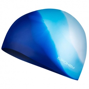 Spokey ABSTRACT-Plavecká čepice silikonová modrá s bílým v zadu