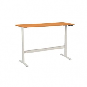 Výškově nastavitelný kancelářský stůl Manutan, 180 x 80 x 62,5 - 127,5 cm, rovné provedení, ABS 2 mm, buk