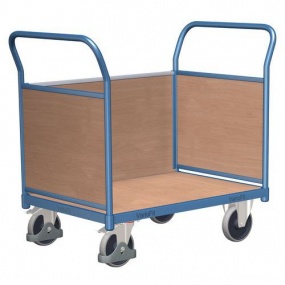 Plošinový vozík se dvěma madly s plnou výplní a boční stěnou, do 400 kg