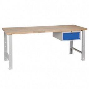 Dílenský stůl Weld se zásuvkou, 84 x 200 x 68,5 cm, šedý