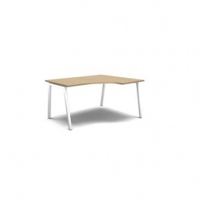 Ergo kancelářský stůl MOON A, 140 x 120 x 74 cm, pravé provedení, bělený dub/bílá