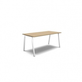 Rovný kancelářský stůl MOON A, 160 x 80 x 74 cm, rovné provedení, bělený dub/bílá