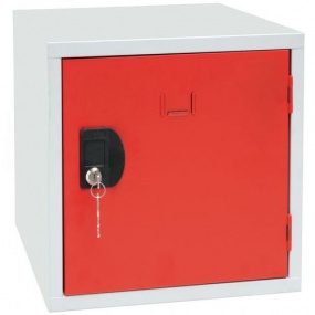 Svařovaný šatní box Manutan Frank, šedý/červený