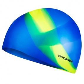 Spokey ABSTRACT-Plavecká čepice silikonová modrá se žlutým pruhem