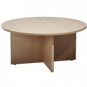 Kruhový konferenční stůl Manutan, 100 cm, dezén buk