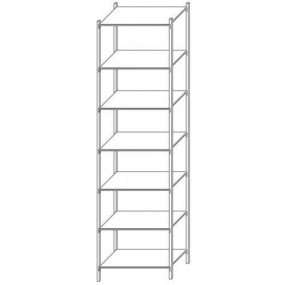 Kovový regál Taranis, základní, 300 x 75 x 30 cm, 1 200 kg, 7 polic, stříbrný