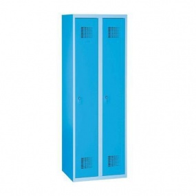 Svařovaná šatní skříň Danny, 2 oddíly, tříbodový zámek, sv. modrá/sv. modrá