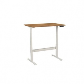 Výškově nastavitelný kancelářský stůl Manutan, 120 x 80 x 62,5 - 127,5 cm, rovné provedení, ABS 2 mm, ořech