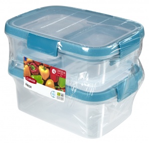 set dóz SMART FRESH 2x0,2l+1l+1,2l transparentní/modrý