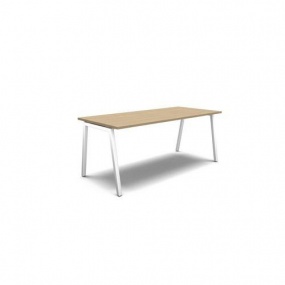 Rovný kancelářský stůl MOON A, 180 x 80 x 74 cm, rovné provedení, bělený dub/bílá